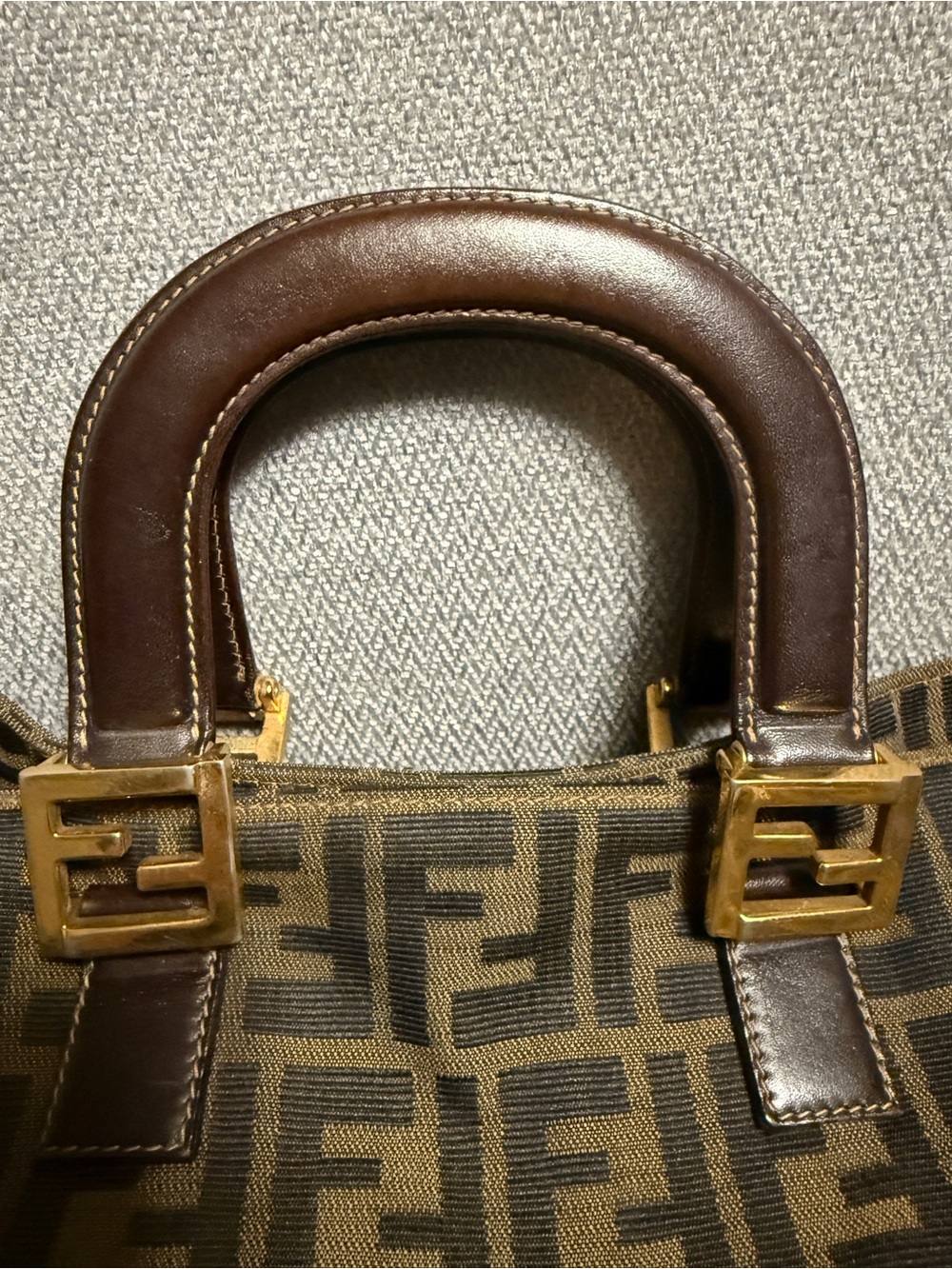 Fendi Brown Zucca Canvas Tote with Gold Hardware - Picture 13 of 15